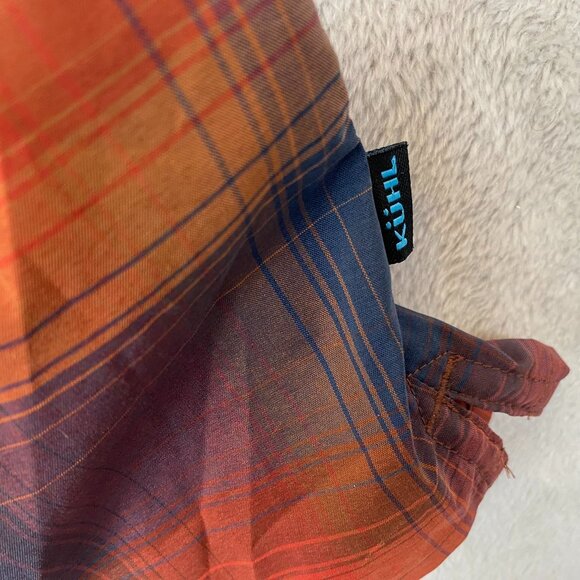 Kühl Mens Shirt Large Plaid Short-Sleeve Button-Up Orange Born in the Mountains - Picture 10 of 12